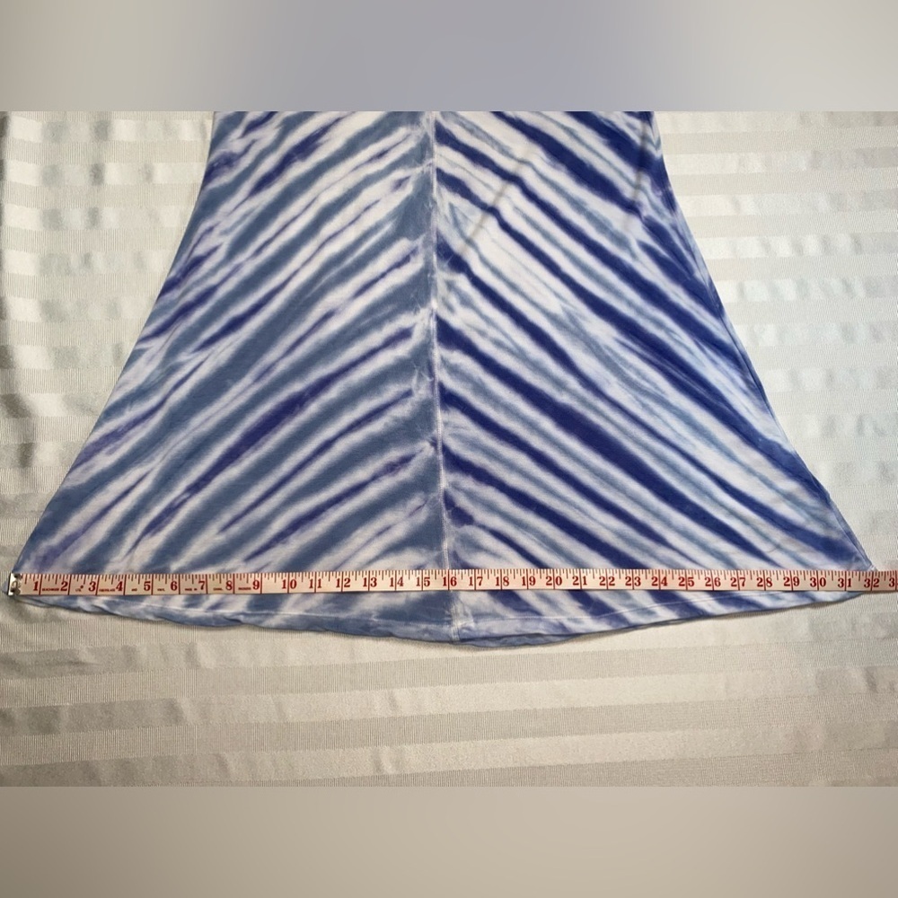 Cable & Gauge Sz XL Tie-Dye Sleeveless A-line Dress Blue/White V-Necks - Picture 6 of 11